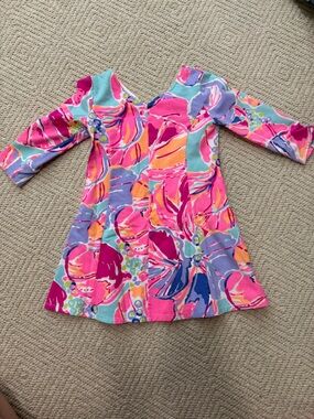 Lilly Pulitzer Girls Bright Pink Multi Floral Dress